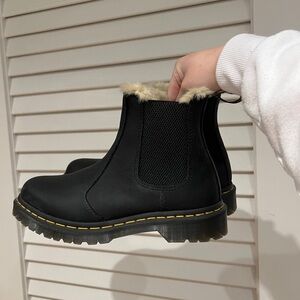 Dr. Martens Black Ankle Boots with Cream Lining